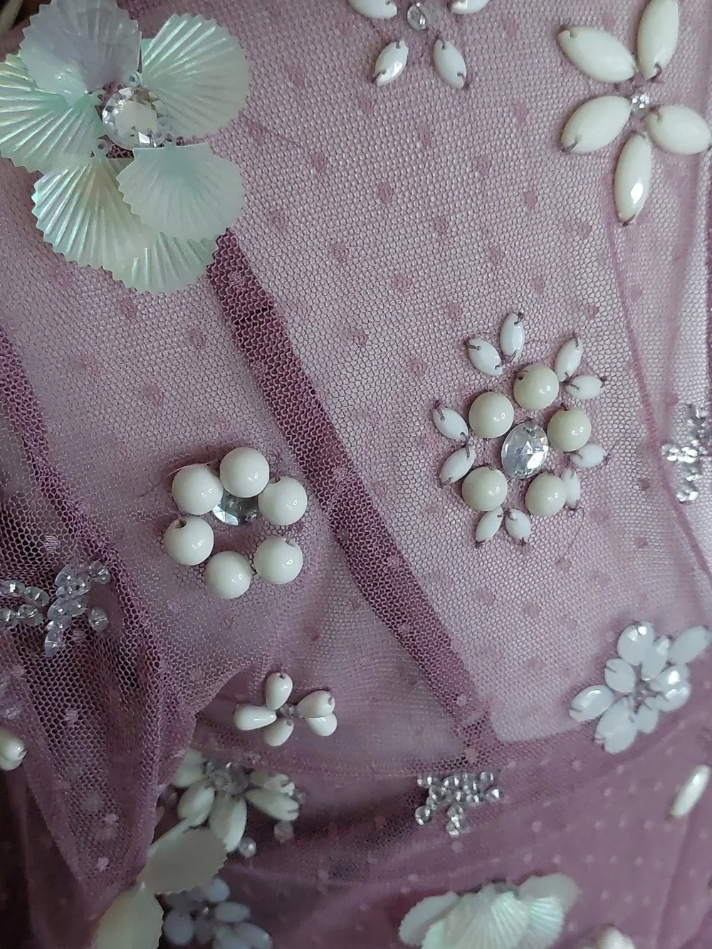 Asos Purple Floral Cluster Embellished Balloon Sleeve Mini Dress Sz 8 - Picture 10 of 15